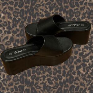 Black Platform Slides - Shein
